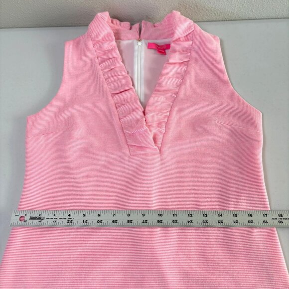Lilly Pulitzer Tisbury Sleeveless Shift Dress Size L Pink Stripe V Neck Preppy - Picture 7 of 10